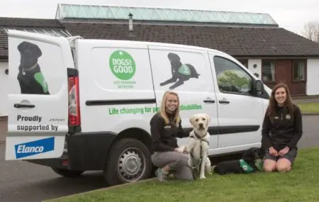 Corporate sponsored Dogs for Good van