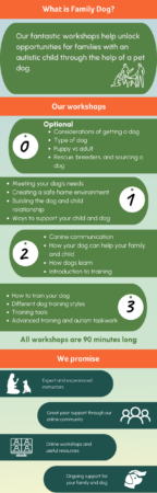 Infographic explaining the Family Dog workshop process. Text can be found below.