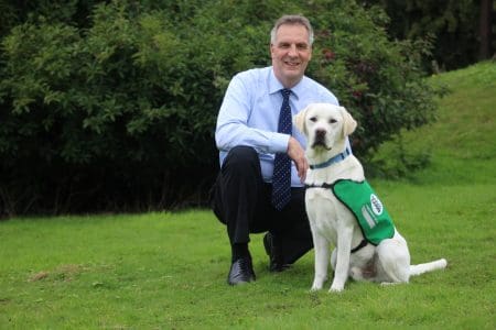 Peter Gorbing with assistance dog