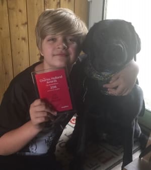 Alex and Mabel with trophy