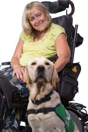 Ann and assistance dog Twickers 